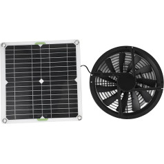 banapoy Solar Panel Fan Kit, 10 in 100 W 12 V Solar Module with Double Solar Fan, Waterproof Portable Round Fan for Camping, Greenhouse, Garden Arbour, Chicken Coop