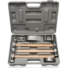 Sheet Metal Hammers, Hammer Set Dent Tool Set, Hammer Straightening Set, 7 Pieces Including Impact Hammer, Shape Block, Solid Wood Handle, Comfortable, Durable for Precise Sheet Metal Processing