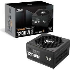 ASUS TUF Gaming 1200 W Gold Power Supply (1200 Watt, Fully Modular Power Supply, ATX 3.0 Compatible, Axial Tech Fan, PCB Coating, Fan with Double Ball Bearing)