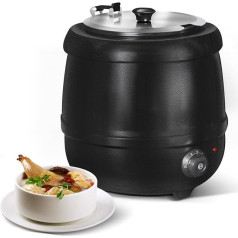 HAKKA Commercial Soup Warmer & Electric Soup Kettle, 10L Large Capacity, Stainless Steel Food Warmer with Hinged Lid and Removable Insert Pot, Perfect for Buffet, Restaurant, Catering