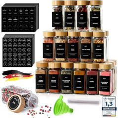 Spice Jars, Spice Organiser, Spice Jars, Square, Set of 24, 120 ml Spice Jars with 342 Labels, Spice Jars, Spice Jars, Spice Jars Set, Spice Jars with Shaker Insert