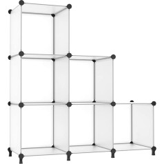 AWTATOS Cube Storage Organiser Closet Shelf Storage Organization Modular 6 Cube DIY Plastic Square Bookcase Bookcase Clothes Rack for Home, Living Room, Office, Transparent White