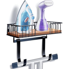 TJ.MOREE Ironing Board Hanger, Metal Wall Mount for Iron and Ironing Board, Laundry Room Decoration and Storage with Large Storage Space, Black