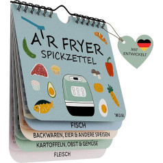WUNI Airfryer Accessories - Compact Cheat Sheet for Temperature, Duration & Quantity - German Airfryer Cookbook - Ninja Hot Air Fryer Accessories - Air Fryer Recipe Book (Paper, Scandi - Light)
