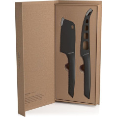 LARS NYSØM Cheese Knife Set 2-Piece I Knife Set Stainless Steel I High-Quality Stainless Steel Cheese Cutter Set Consisting of Cheese Knife for Soft Cheese and Cheese Hatchet for Hard Cheese (Carbon