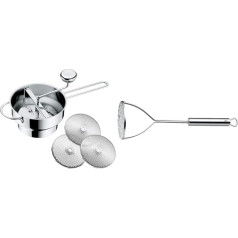 WMF Professional Plus Cromargan Food Mill Diameter 19 cm Rust-Proof Stainless Steel Can Be Dismantled 3 Different Inserts Gift Packaging & Potato Masher 28.5 cm Professional Plus Cromargan Stainless