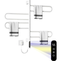 180 Degree Rotating Towel Radiator Electric Bathroom Radiator Towel Dryer Radiator Towel Rail Electric Towel Warmer Electric, 220 Volt, 50 Hz (White)