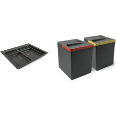 Emuca - Waste bin, kit of 2 buckets with height 266 mm and capacity of 15 litres + cuttable base M60