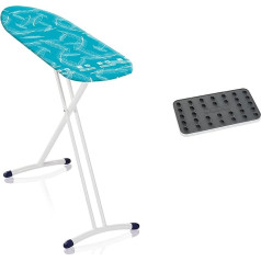 Leifheit Air Board L Solid Shoulder Ironing Board with Special Shoulder Fit, for Steam Irons incl. Silicone Iron Rest, Ironing Board Cover with Double-Sided Ironing Effect