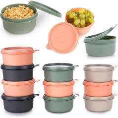 280ml Small Round Food Storage Containers with Lids 10 Pack Airtight Leak Proof Reusable Plastic To Go Bento Box Mini Lunch Box Snack Storage Bowl for Kitchen Picnic