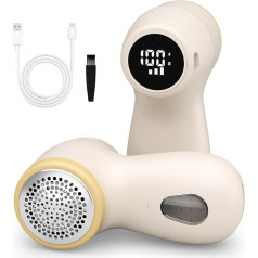 Fabric Shaver, 3 Speeds Lint Shaver with Digital Display, Sweater Bobble Shaver with 6 Blade Blades, Rechargeable Defuzzer Removing Lint, Pills for Clothes, Furniture, Sofa,