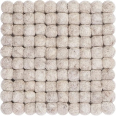 Béla Felt Ball Square Trivet, Virgin wool, beige, 20 x 20 cm