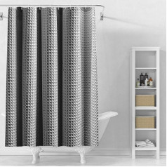 Waffle Shower Curtain, Grey, Anthracite, 80 x 180 cm, Water-Repellent Fabric, Anti-Mould