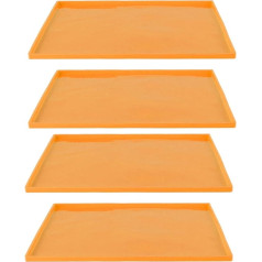 Silicone Dehydrating Mats with Rim, Dehydrating Sheets, Set of 4 Food Grade Silicone Dehydrating Mats, High Temperature Resistance, Prevent Fruit Drying Bowls from Sticking with Rim (Orange)