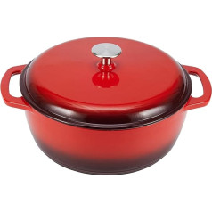 Amazon Basics Round Enamelled Cast Iron Dutch Oven, 5.7 Litre, Red