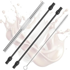 Milk Hose Compatible with Siemens eq6, 2 Milk Hoses, Stainless Steel Milk Tube and Cleaning Brush Set Replacement Part of Siemens Fully Automatic Coffee Machine eq6 Plus S700, Bosch Veroaroma Fully