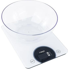 High Capacity 15kg/1g Electronic Glass Kitchen Scales - Tare - Ideal for Baked Goods - Includes Bowl - Batteries Included - 15 Year Warranty