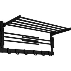 Görbach Aluminium Towel Rail Bathroom Black Matt Wall Mounted Towel Rail with 6 Towel Hooks Bath Towel Holder with 5 Swivelling Towel Rail Towel Rack for Bathroom Kitchen 40 cm (5-40MS)