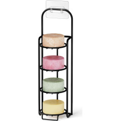 SpaceAid 4-Tier Shampoo Bar Holder for Shower, Self Draining Soap Holders, Caddy for Bathroom Wall and Kitchen Sink, Shampoo Bar Dish Rack, Stainless Steel Soap Holder (Black)