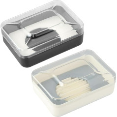 Pack of 2 Soap Box, Soap Dish with Lid, Waterproof and Dustproof Soap Box, Solid Shampoo Storage, Soap Dish Travel with Drain Design for Travel and Home