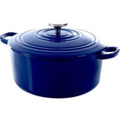 BK Cookware Bourgogne Casserole Dish Induction Cast Iron Enamelled with Lid, Oven and Dishwasher Safe - 28 cm / 6.7 L, Royal Blue