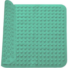Shower Mat, Shower Mat, Non-Slip Massage Shower Mat, Non-Slip Mat with Suction Cups, for Saunas, Shower Rooms, Machine Washable, Square, Grey Green, 48 x 48 cm