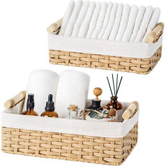 GRANNY SAYS Narrow Storage Baskets, Pack of 2 Toilet Paper Storage Baskets, Handwoven Storage Basket, Shelf Basket, Braided Waterproof Bathroom Baskets, Decorative Baskets, Changing Table - Natural