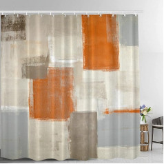 Batmerry Beige Abstract Art Decor Shower Curtain, Orange Painting Bathroom Decor, Polyester Fibre Plastic Rings, Quick-Drying, Waterproof for Bathtubs/Bathroom, 72 x 72 Inches (72SC)