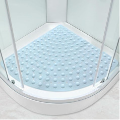 Large Corner Shower Mat, Non-Slip Anti-Mould with Suction Cups, 70 x 70 cm, Soft Texture, Quarter Circle Bath Mat for Walk-in Shower with Drain Sector, Massage Floor Mat for Bathroom Area