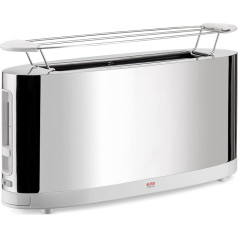 Alessi SG68 W Toaster with bun warmer in 18/10 stainless steel mirror polished and PC, white, European plug