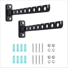 Clothes Hanger Dryer Rack Foldable Wall Mount Clothes Hanger Laundry Room Clothes Hanger Wall Mounted Clothes Hanger Black Wall Hanger for Clothes Stainless Steel Laundry Hanger Wall Mount Pack of 2