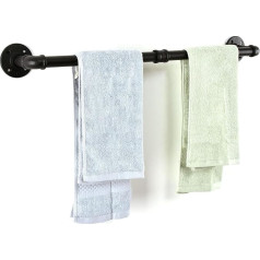 LINKPIPES Pipe Towel Bar Wall Mounted Industrial Towel Rack Holder Rustic Heavy Duty Bathroom Hardware (24 inch, Black)