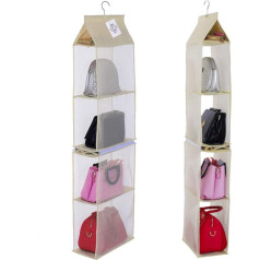 Detachable 6 Compartment Organizer Pouch Hanging Handbag Organizer Clear Purse Bag Collection Space Saving Organizers System For Living Room Bedroom Home Use (Pack of 2 Beige)