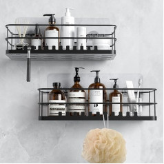 Luxear Shower Shelf, No Drilling, Stainless Steel Shower Shelf for Hanging, Bathroom Shelf, Pack of 2 Shower Basket with 22 Hooks, Shower Shelf, Shower Organiser for Shower, Bathroom, Bathroom,