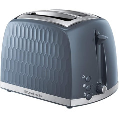 Russell Hobbs 26063 Honeycomb Toaster with 2 Slices (Extra Wide Slots, High Lift Function, 6 Browning Levels, Frozen/Cancel/Reheat Function, Removable Crumb Tray, 850 W, Grey