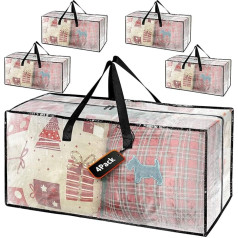 Pack of 4 Transparent Large Heavy Duty Moving Boxes with Lids Waterproof Heavy Duty Moving Bags with Handle and Zips for House Moving Under Bed