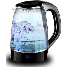 AR1K47 Borosilicate Glass Kettle - Electric Kettle with Automatic Stop Capacity - Wireless Kettle with 360° Rotating Base - Water Infusions, Tea
