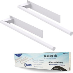 Bathroom Towel Rack Self Adhesive 2 Pack Towel Rack No Drilling Stainless Steel Accessories for Any Room (White)