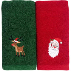 Abaodam Christmas Hand Towel, Christmas Bath Towel for Face, Gym, Christmas, Holiday, Party, Home, Bathroom, Decoration, Red, Green, Pack of 2