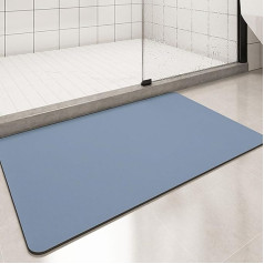 Non-Slip Bath Mat, Super Absorbent Floor Mat, Quick Drying Bathroom Mats, Absorbent Bathroom Rug for Home, Simple Bathroom Door Mat (Blue, 80 x 50 cm)