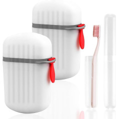 Reise-Seifenbox-Set, 2-teilig, Reise-Zahnbürstenhalter, 2 Stück, Seifendose mit Drainageschicht, auslaufsicher, tragbare Seifendose, Zahnbürstenhalter mit Deckel, für Badezimmer, Reisen,