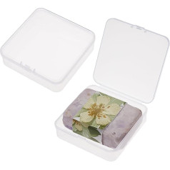 NICENEEDED Pack of 2 Transparent Travel Soap Covers, Leak-Proof Soap Container, Portable Soap Holder with Lid, Square Plastic Soap Drainer Tray