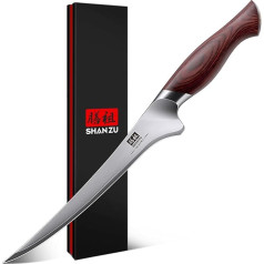SHAN ZU OKINAWA Series Filleting Knife 18 cm, Sharp Boning Knife for Meat, Japanese 10Cr15Mov Super High Carbon Steel, Professional Kitchen Fish Knife with Flexible Blade and Ergonomic Pakka Wood