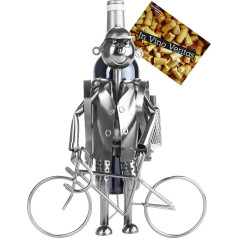 BRUBAKER Bicyclist Wine Bottle Holder Stand Rack Home Kitchen Table Art Decoration with Gift Card