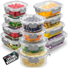 ZK Glass Storage Containers, Set of 12, Grey