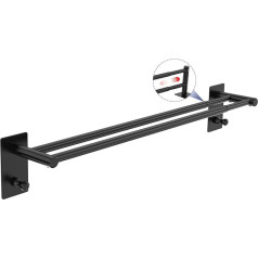 Towel Rail, No Drilling, Self-Adhesive Bath Towel Holder, Extendable 39-74 cm, Bathroom Towel Rail Made of SUS304 Brushed Stainless Steel, for Bathroom, Kitchen, Wall Mounting, Towel Rail (Black)