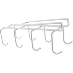 Gittcoll Iron Cup Holder 8 Hooks Under Cabinet Tea Cups Hanging Shelf No Drilling Metal Coffee Cup Dry Organiser Kitchen Utensils Storage Fits 1