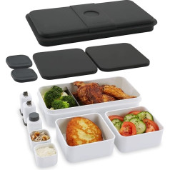 Cloer 800S2-1 Lunch Care System Bento Box, 15 Pieces, XXL Format 2100 ml, Divided with Lots of Accessories, Lunch Box, Lunch Box for Children and Adults, White