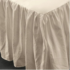 Valance Bed Cover, Elegant Bed Skirt 140 x 200 cm with Ruffles, Height 45 cm, Wrap Around Style Bed Skirt for Wrapping Bed Valance Cover for Slatted Frame - Beige