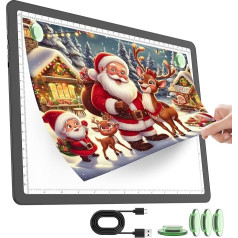 TOHETO A4 Light Table for Diamond Painting, Rechargeable Ultra Bright Light Box for Drawing, Rechargeable LED Light Pad for Tracing, Wireless Light Plate for Sketching (Black)